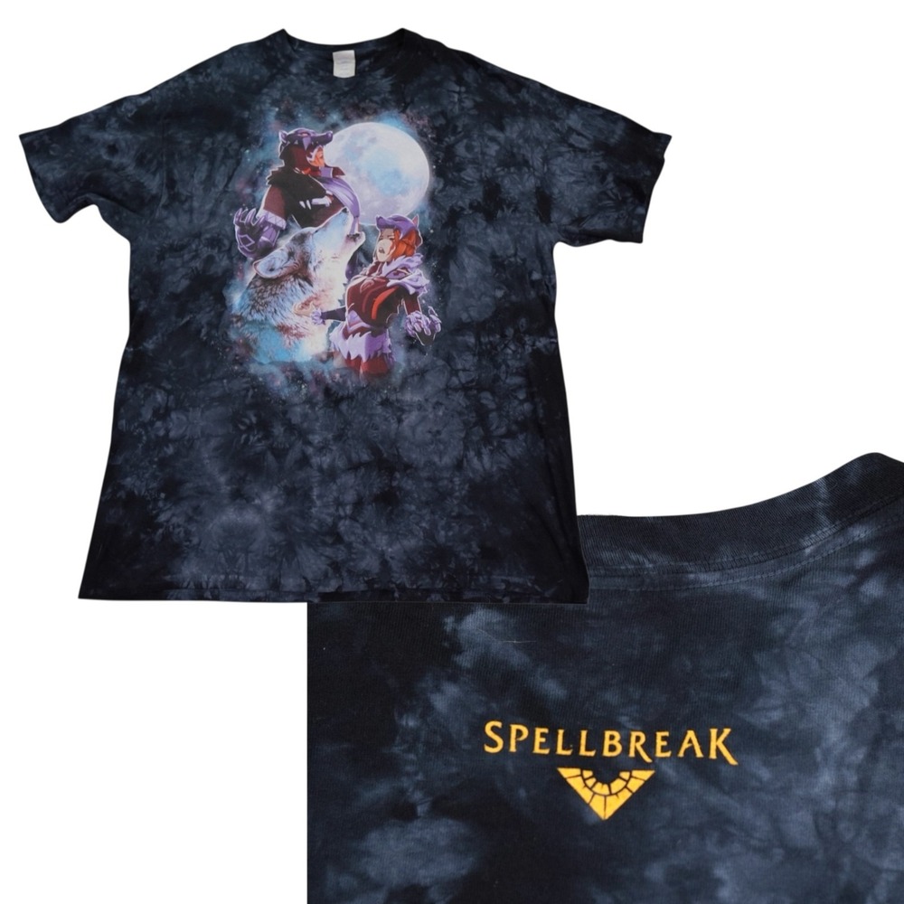 Spellbreak Tye Dye Shirt Mens XL Blue Port & Co Glimmering Mage Wolfblood Gaming